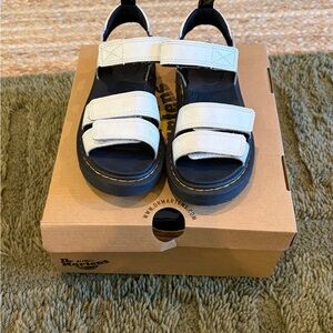 Dr. Martens Girls Junior Klaire Black and White Sandals Size 1